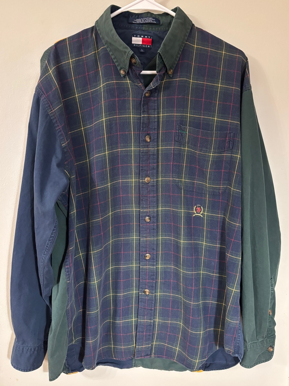 Vintage Tommy Hilfiger 90s Colorblock Plaid Button Down Shirt Men’s Large